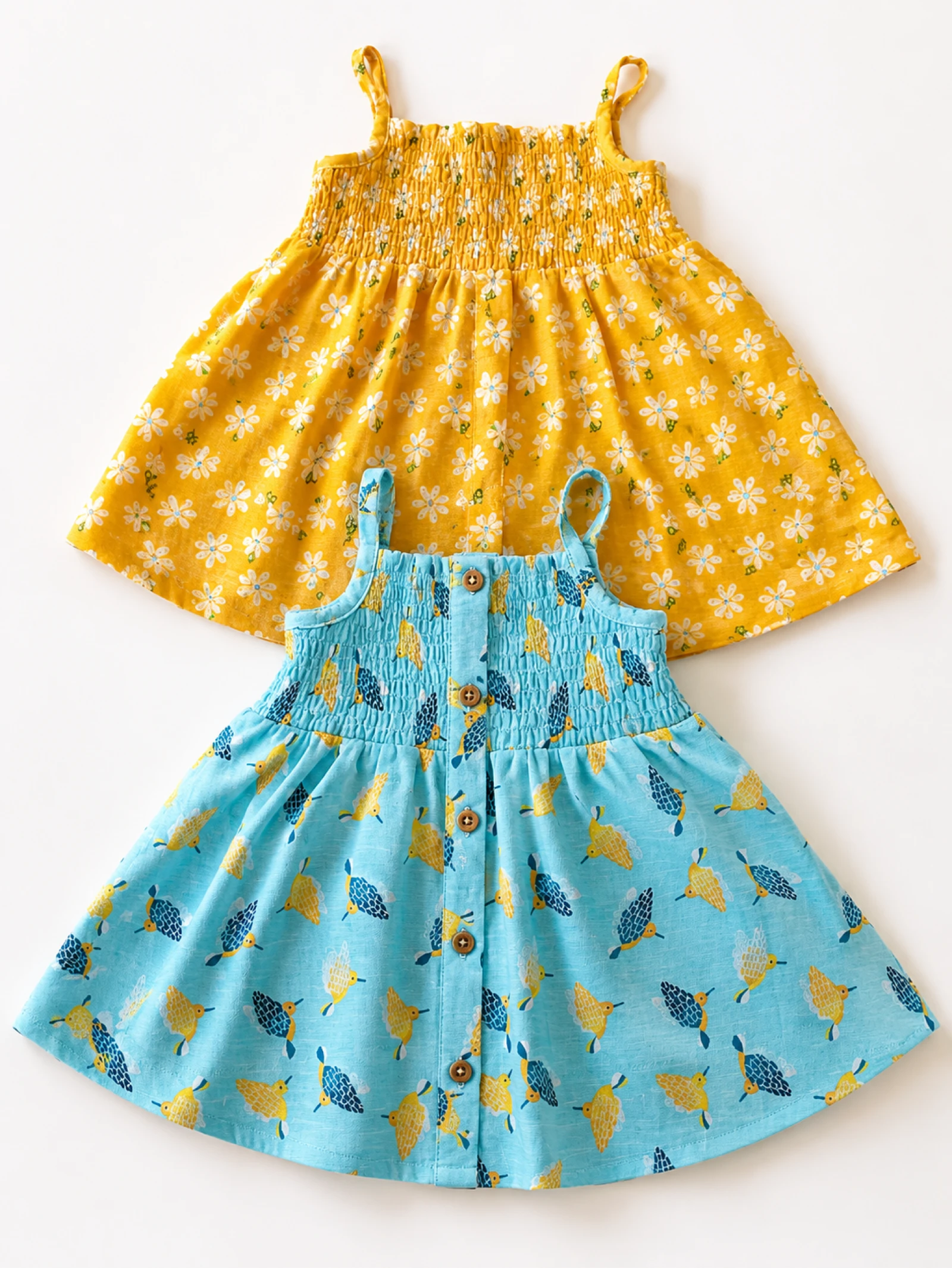 2 zomerjurken 6 maanden meisje kind geel en blauw zomer nieuw met etiket – photo 2